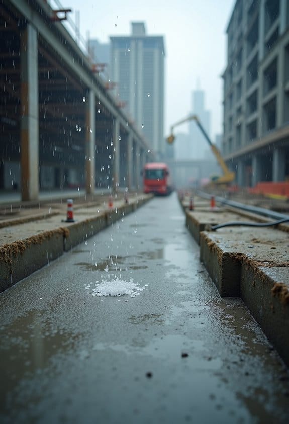 rain impacts construction materials